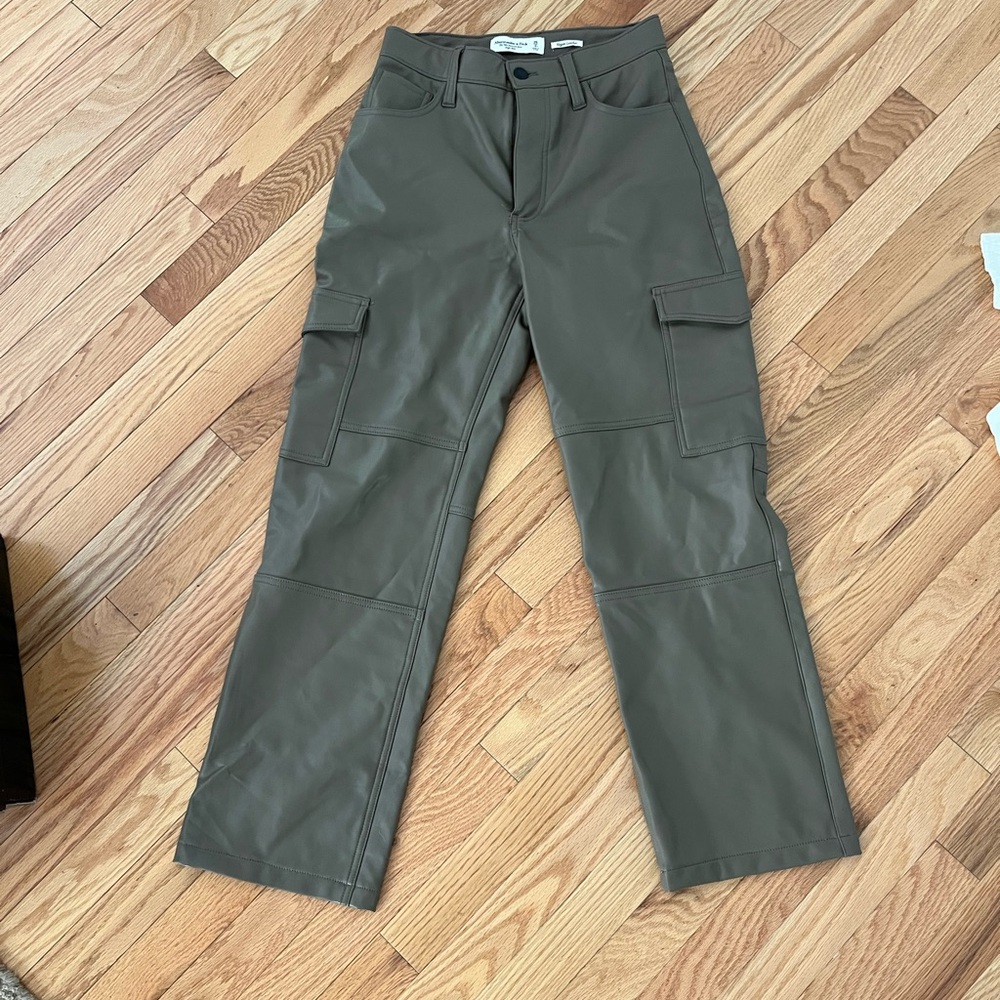 Abercrombie olive vegan leather pants